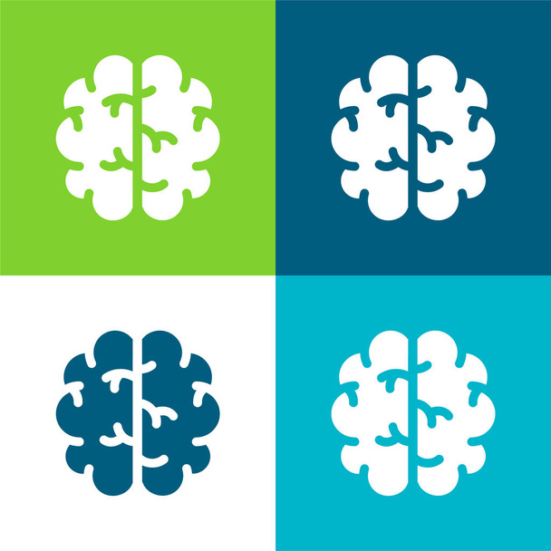 Brain Flat vier kleuren minimale pictogram set - Vector, afbeelding
