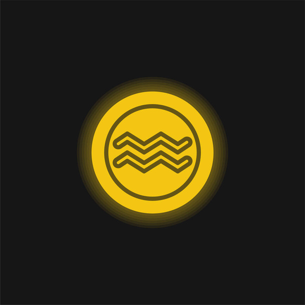 Vodnářská žlutá zářící neonová ikona - Vektor, obrázek