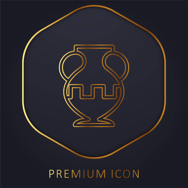 Ancient Jar Outline In A Museum golden line premium logo or icon - Vector, Image