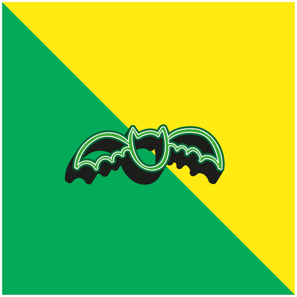 Bat Outline Groen en geel modern 3D vector icoon logo - Vector, afbeelding