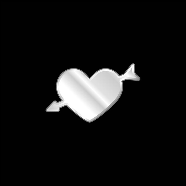 Flecha y corazón plateado icono metálico - Vector, imagen