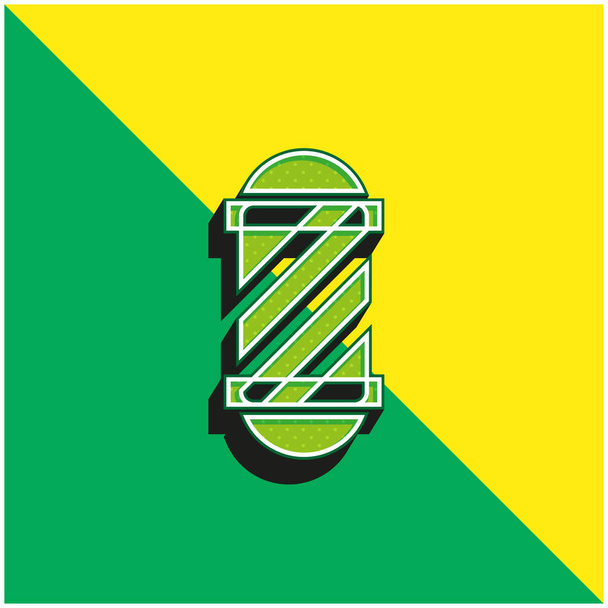 Barbeiro pólo verde e amarelo moderno logotipo vetor 3d ícone - Vetor, Imagem
