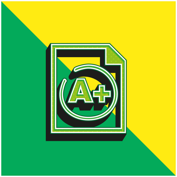 A Plus Найкращий результат тесту Зелений і жовтий сучасний 3d векторний логотип
 - Вектор, зображення