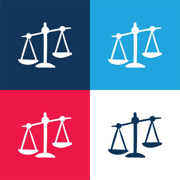Balance blau und rot vier Farben minimalen Symbolsatz - Vektor, Bild