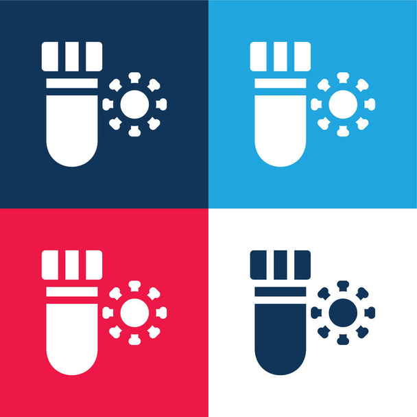 Test del sangue blu e rosso set di icone minime a quattro colori - Vettoriali, immagini
