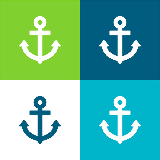 Anchor Flat four color minimal icon set - Vector, Image