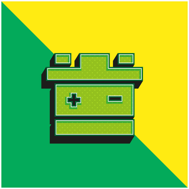 Батарея Зеленый и желтый современный 3d логотип вектора - Вектор,изображение