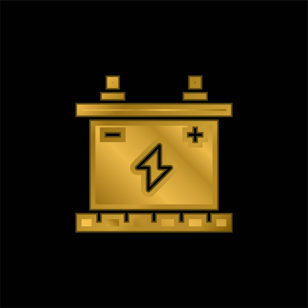 Batterie vergoldet metallisches Symbol oder Logo-Vektor - Vektor, Bild