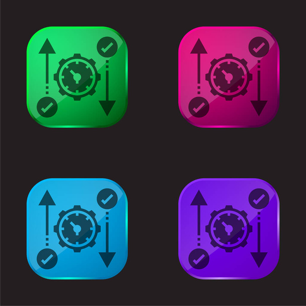 Ευέλικτη τέσσερις εικονίδιο κουμπί γυαλί χρώμα - Διάνυσμα, εικόνα