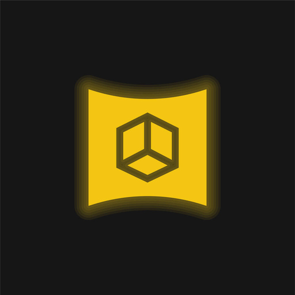 3d pantalla amarillo brillante icono de neón - Vector, imagen