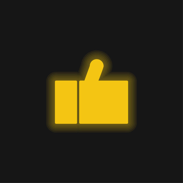Μαύρο αντίχειρα επάνω κίτρινο λαμπερό νέον εικονίδιο - Διάνυσμα, εικόνα