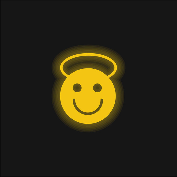 Anjo amarelo brilhante ícone de néon - Vetor, Imagem