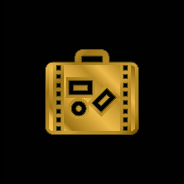 Aktentasche vergoldet metallisches Symbol oder Logo-Vektor - Vektor, Bild