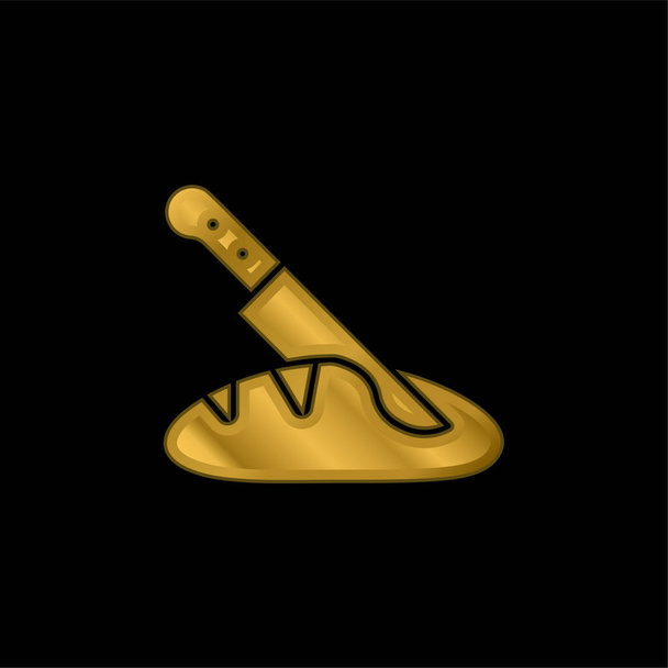 Pan chapado en oro icono metálico o logo vector - Vector, imagen