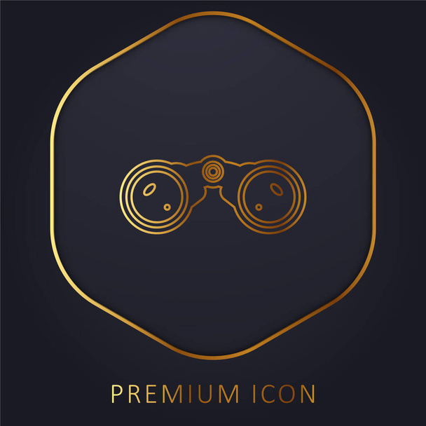 Logo o icono premium de línea dorada binocular - Vector, Imagen