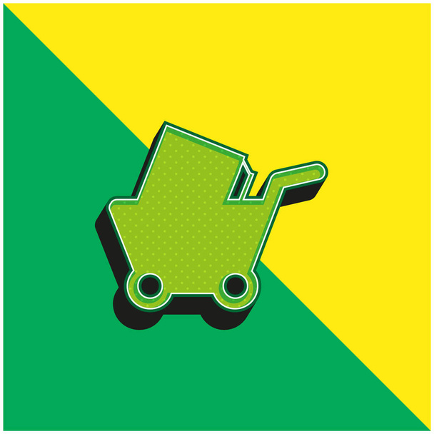 Kniha Nákupní košík Zelená a žlutá moderní 3D vektorové logo ikony - Vektor, obrázek