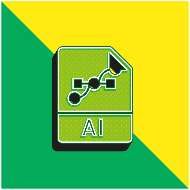 AI Groen en geel modern 3D vector icoon logo - Vector, afbeelding