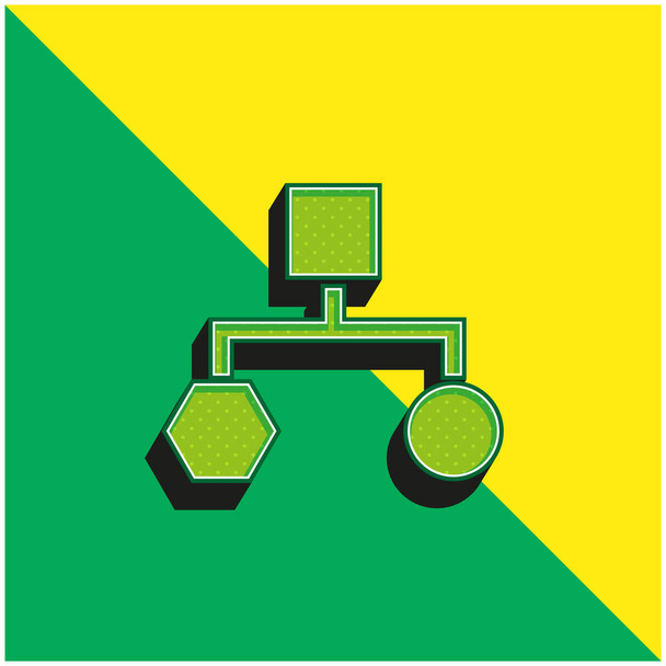 блочные схемы черных форм зеленый и желтый современный 3D логотип векторной иконки - Вектор,изображение