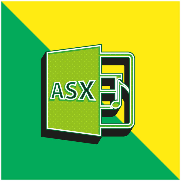 Simbolo formato file Asx Logo icona vettoriale 3D moderna verde e gialla - Vettoriali, immagini