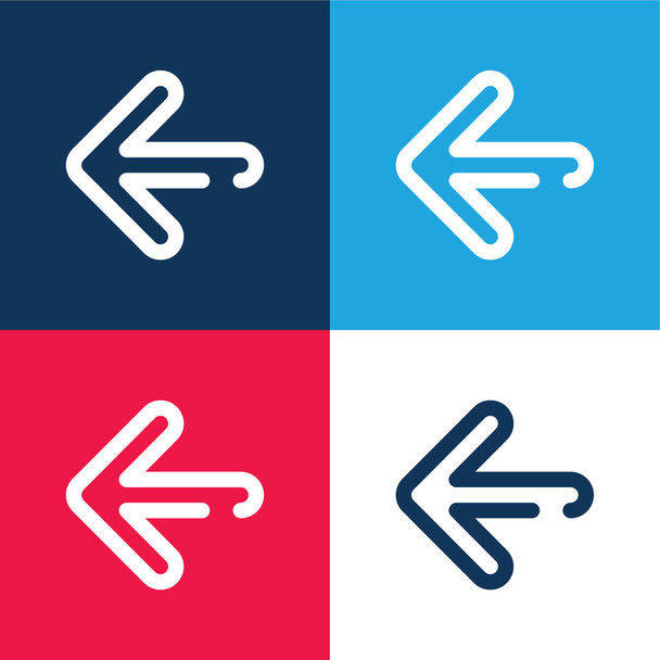 Nyíl Bal kék és piros négy szín minimális ikon készlet - Vektor, kép