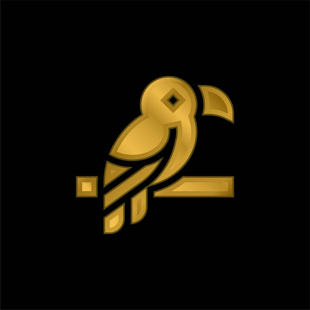 Oiseau plaqué or icône métallique ou logo vecteur - Vecteur, image