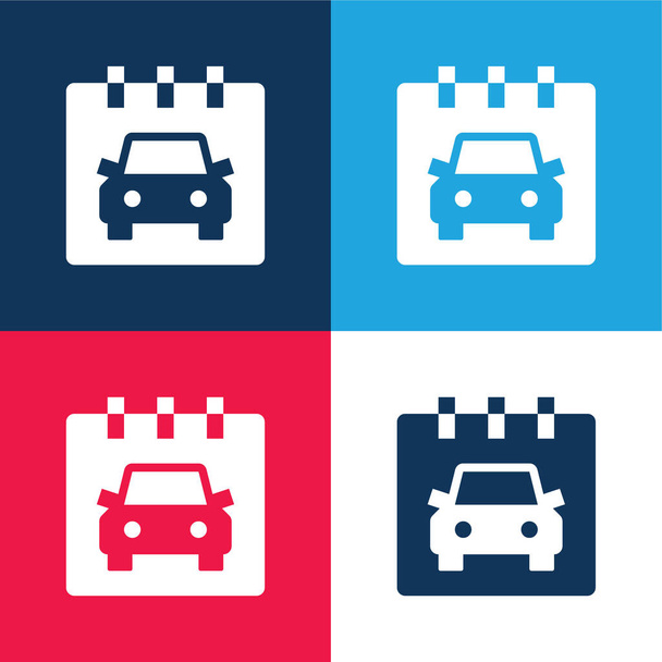 Nomeação azul e vermelho conjunto de ícones mínimos de quatro cores - Vetor, Imagem