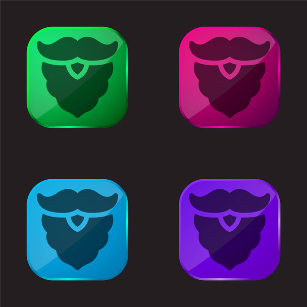 Barba icono de botón de cristal de cuatro colores - Vector, Imagen
