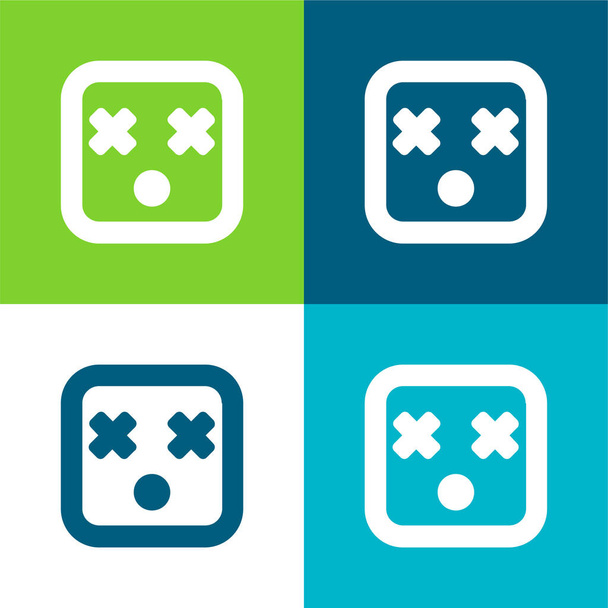 Cara cuadrada ciega Conjunto de iconos mínimo de cuatro colores - Vector, imagen