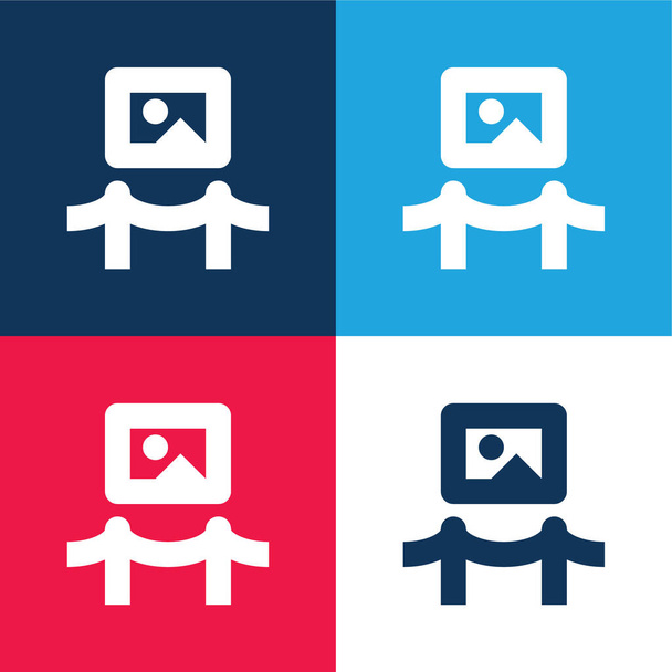 Art Museum blue and red four color minimal icon set - Vector, Image