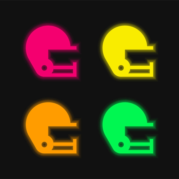 Amerikai futball négy színű izzó neon vektor ikon - Vektor, kép
