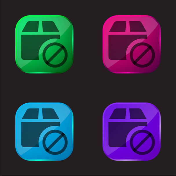 Bloqueado icono de botón de vidrio de cuatro colores - Vector, Imagen