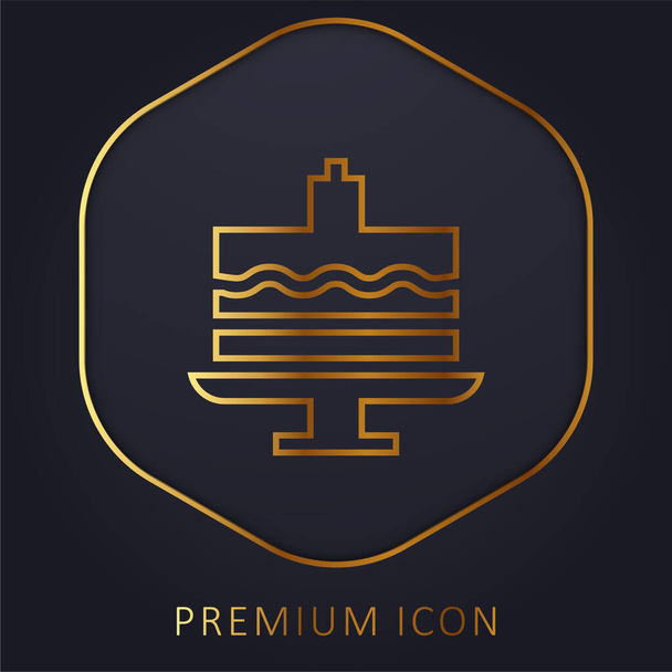 Verjaardagstaart gouden lijn premium logo of pictogram - Vector, afbeelding