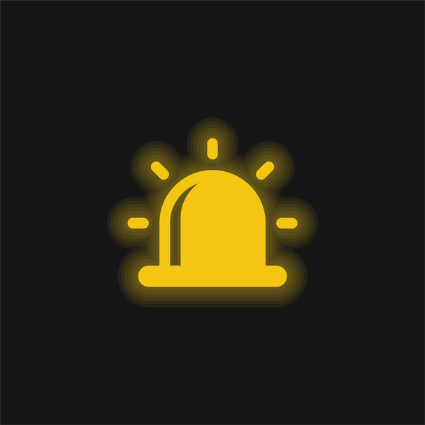 Alarm geel gloeiende neon pictogram - Vector, afbeelding