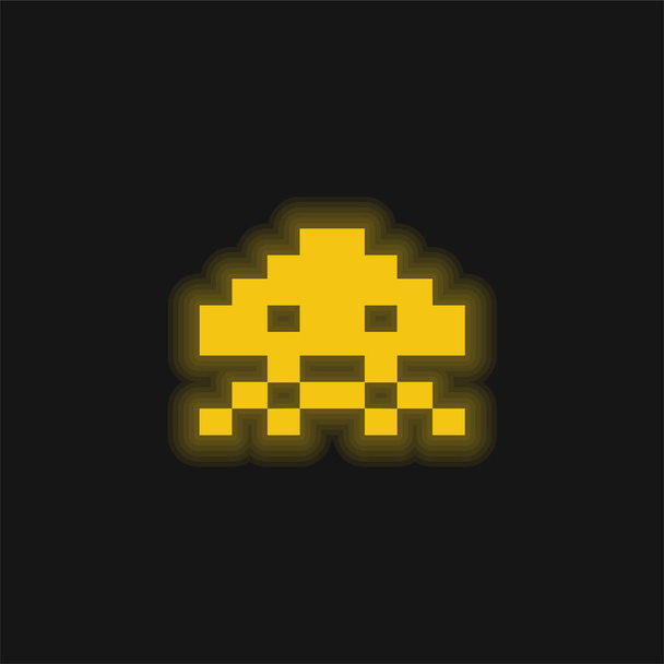 Alien Of Game giallo incandescente icona al neon - Vettoriali, immagini