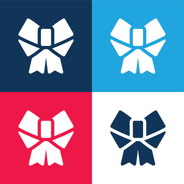 Bow blue and red four color minimal icon set - Vector, Image