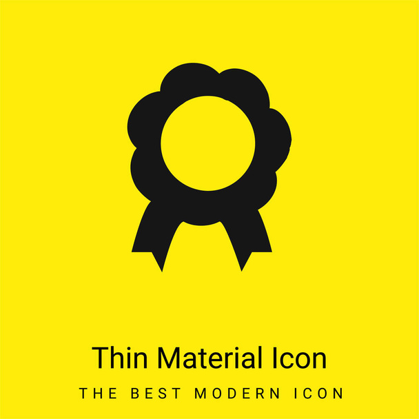 Medalla simbólica de forma de flor de premio con colas de cinta icono de material amarillo brillante mínimo - Vector, Imagen