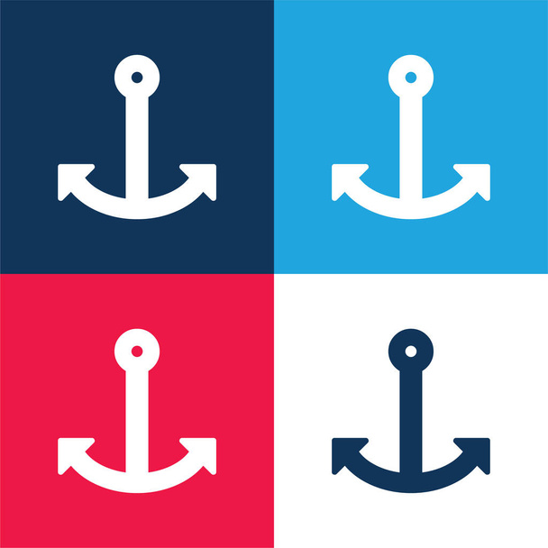 Symbol rozhraní kotvy modrá a červená čtyři barvy minimální ikona nastavena - Vektor, obrázek