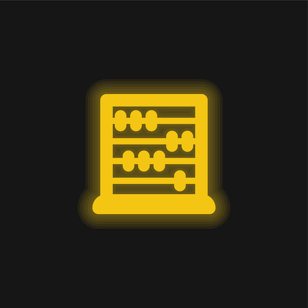 Ícone de néon brilhante amarelo Abacus - Vetor, Imagem