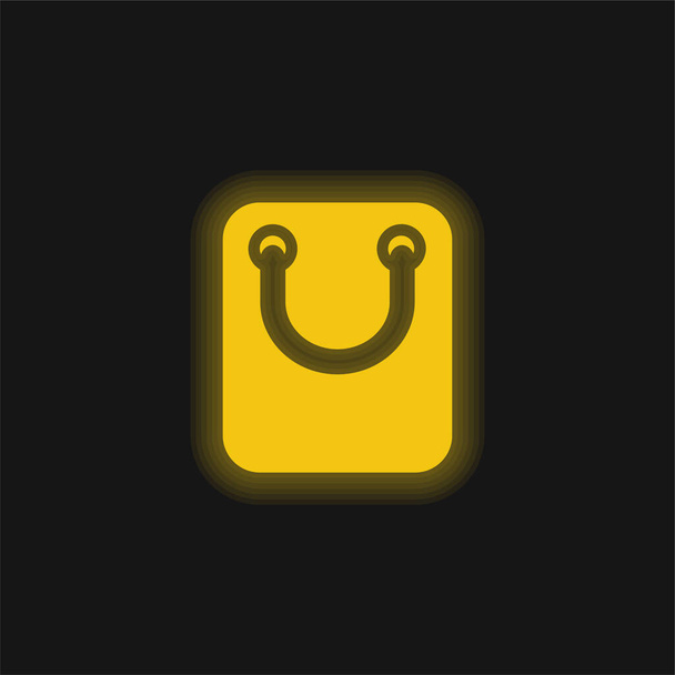 Sac avec grande poignée jaune brillant icône néon - Vecteur, image