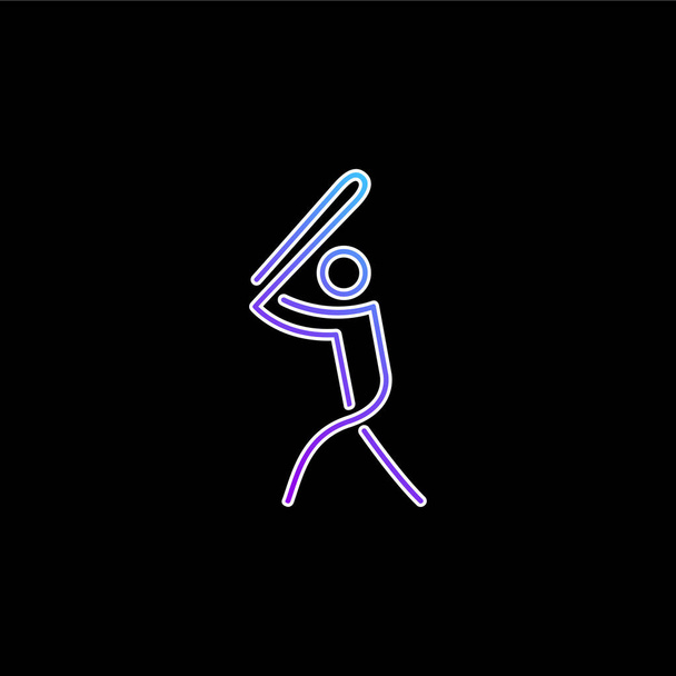 Baseball Player Playing Stick Man blue gradient vector icon - Vektor, obrázek