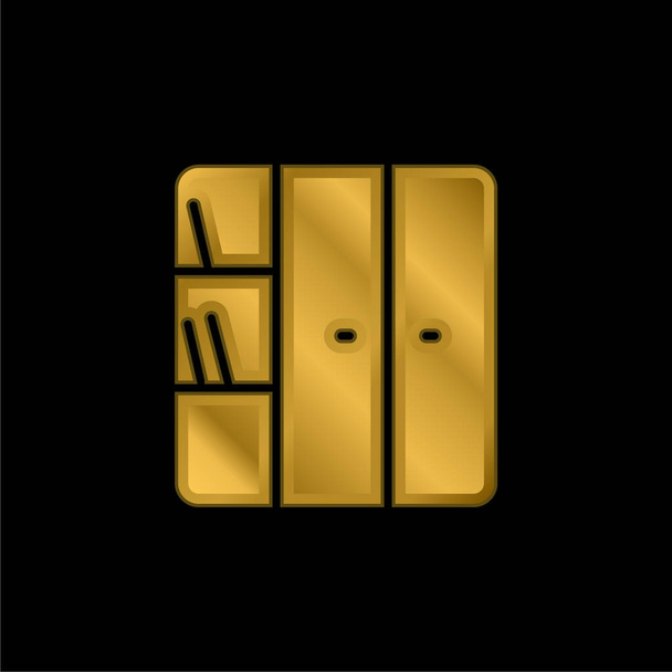 Librería chapado en oro icono metálico o logo vector - Vector, Imagen