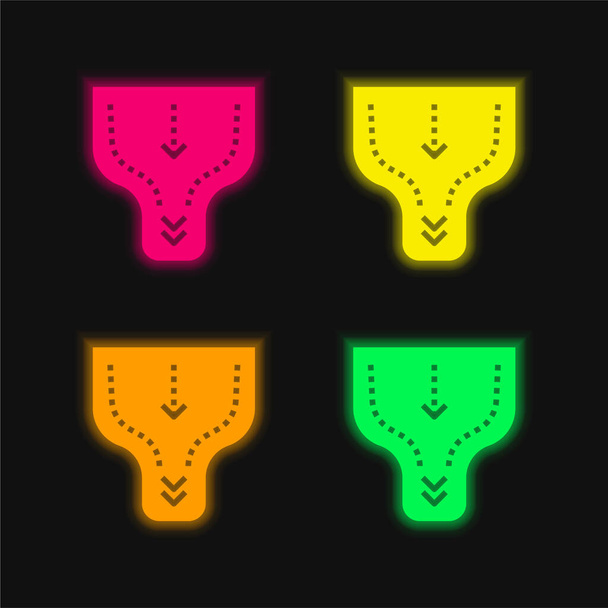 Cuello de botella de cuatro colores brillante icono de vectores de neón - Vector, Imagen