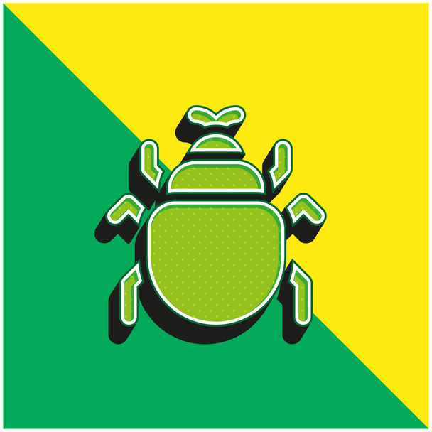 Besouro verde e amarelo moderno logotipo vetor 3d ícone - Vetor, Imagem