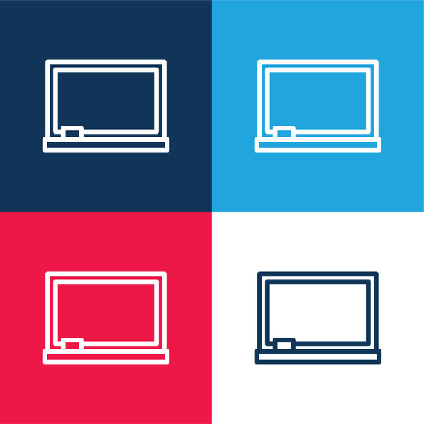 Blackboard niebieski i czerwony zestaw czterech kolorów minimalny zestaw ikon - Wektor, obraz