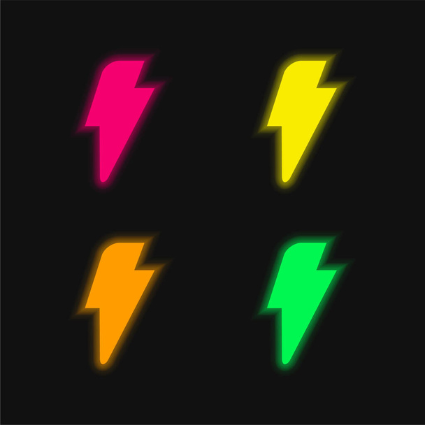 Schwarzer Blitz vier Farben leuchtenden Neon-Vektor-Symbol - Vektor, Bild