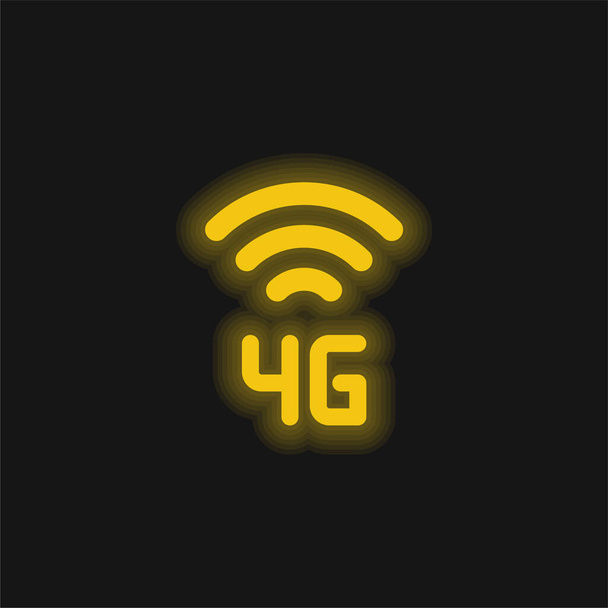 4g žlutá zářící neonová ikona - Vektor, obrázek