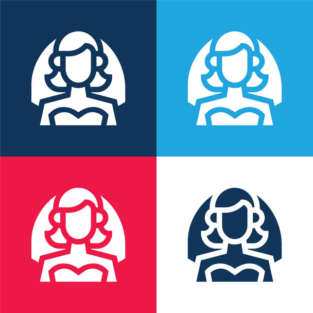 Nevěsta modrá a červená čtyři barvy minimální ikona nastavena - Vektor, obrázek