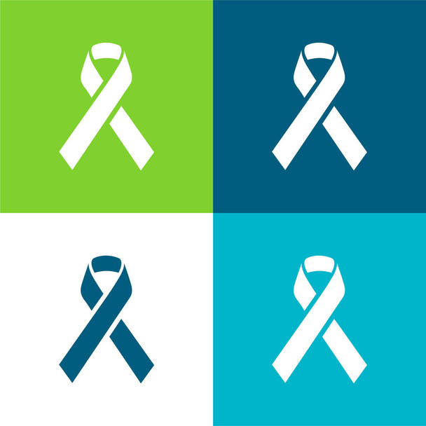 Tudatosság Ribbon Flat négy szín minimális ikon készlet - Vektor, kép