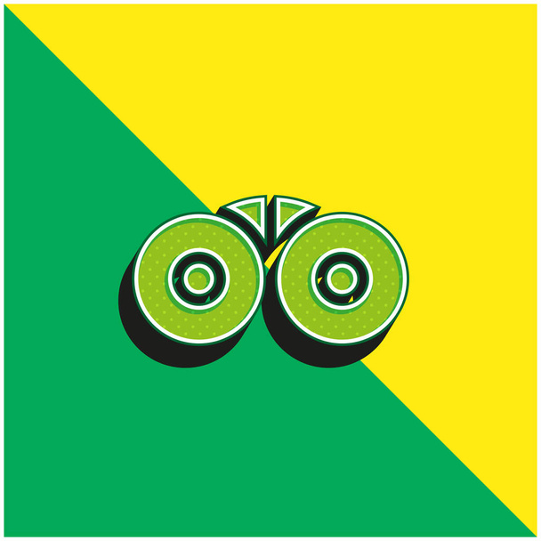 Binoculares Verde y amarillo moderno logotipo del icono del vector 3d - Vector, Imagen