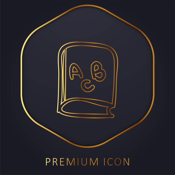 ABC Educational Book logotipo de la línea de oro premium o icono - Vector, Imagen